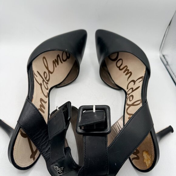 ✨ Sam Edelman “Okala” Black Leather Ankle Strap D’Orsay Heels – Size 8 – - Picture 10 of 12